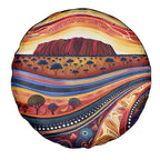 Uluru Ayers Rock Sunset Spare Tire Cover Aboriginal Dot Painting