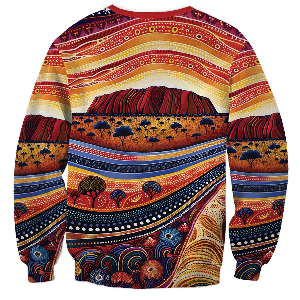Uluru Ayers Rock Sunset Sweatshirt Aboriginal Dot Painting