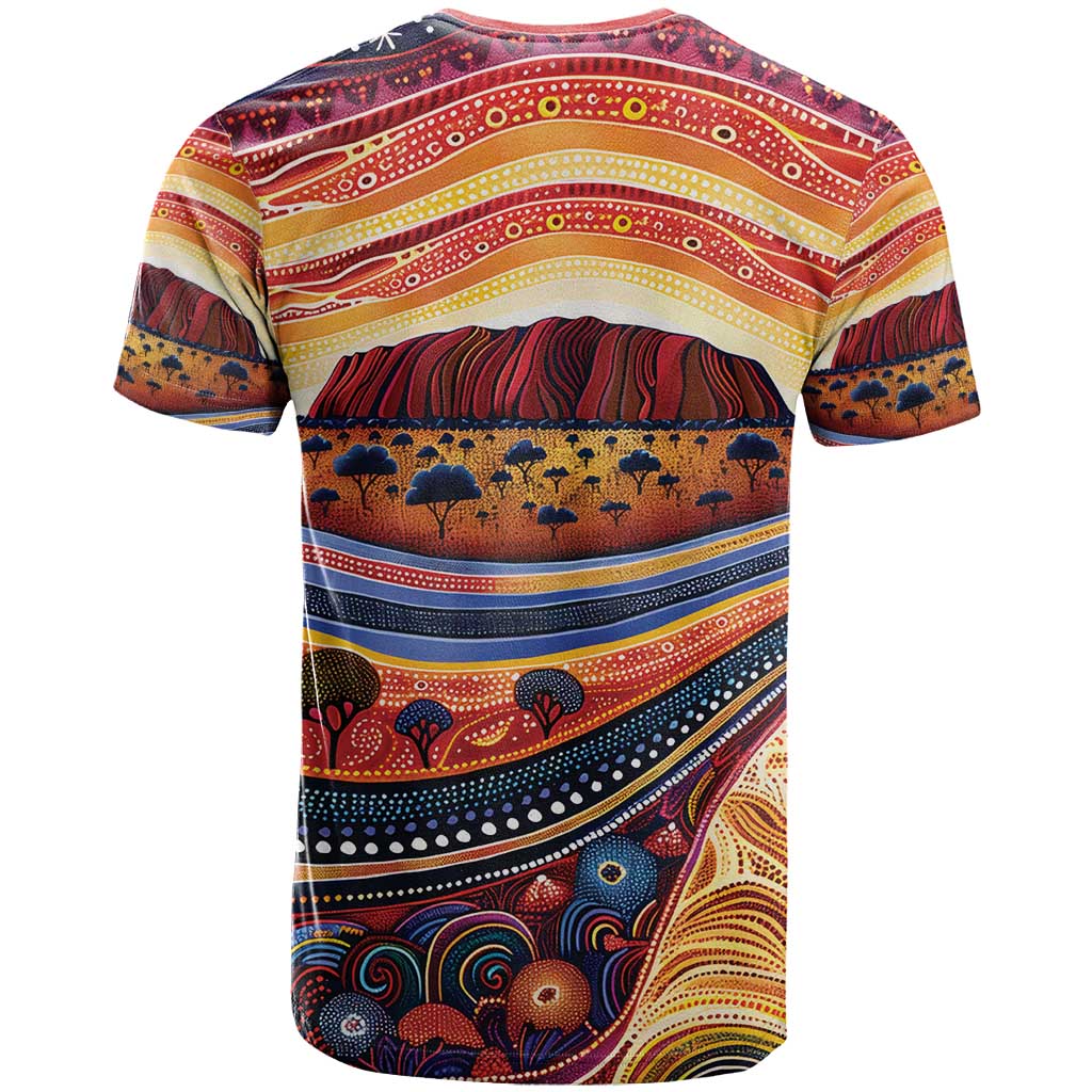 Uluru Ayers Rock Sunset T Shirt Aboriginal Dot Painting