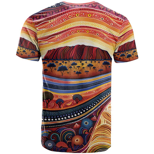 Uluru Ayers Rock Sunset T Shirt Aboriginal Dot Painting