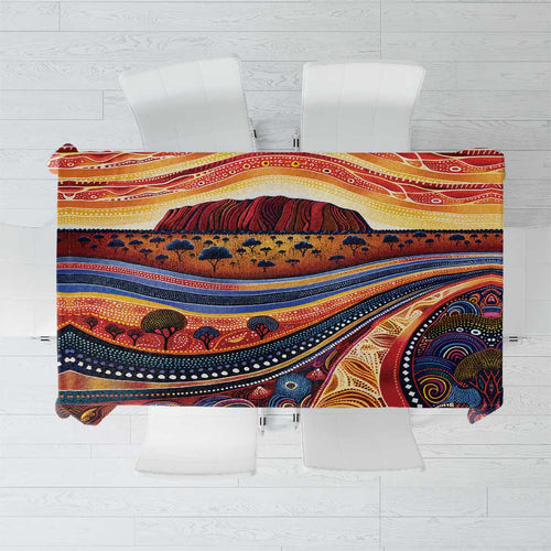 Uluru Ayers Rock Sunset Tablecloth Aboriginal Dot Painting