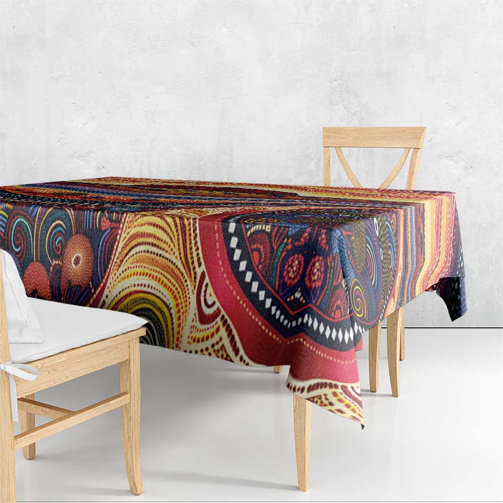 Uluru Ayers Rock Sunset Tablecloth Aboriginal Dot Painting
