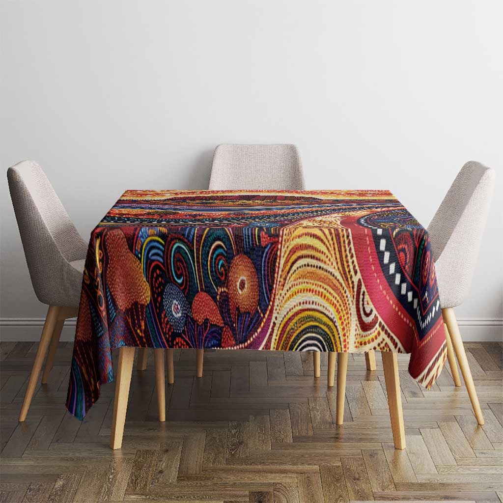 Uluru Ayers Rock Sunset Tablecloth Aboriginal Dot Painting