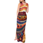 Uluru Ayers Rock Sunset Tank Maxi Dress Aboriginal Dot Painting