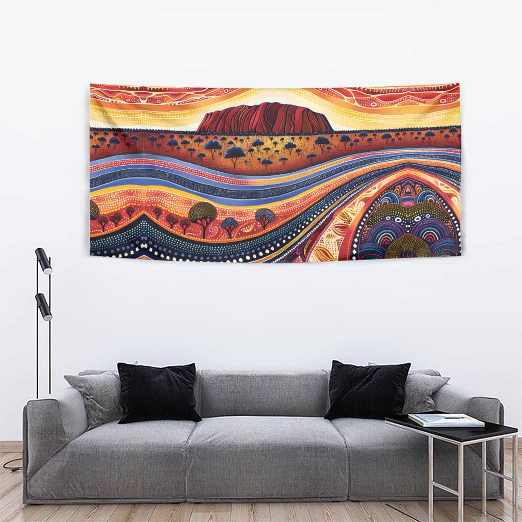 Uluru Ayers Rock Sunset Tapestry Aboriginal Dot Painting