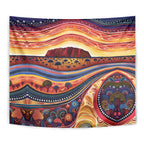 Uluru Ayers Rock Sunset Tapestry Aboriginal Dot Painting