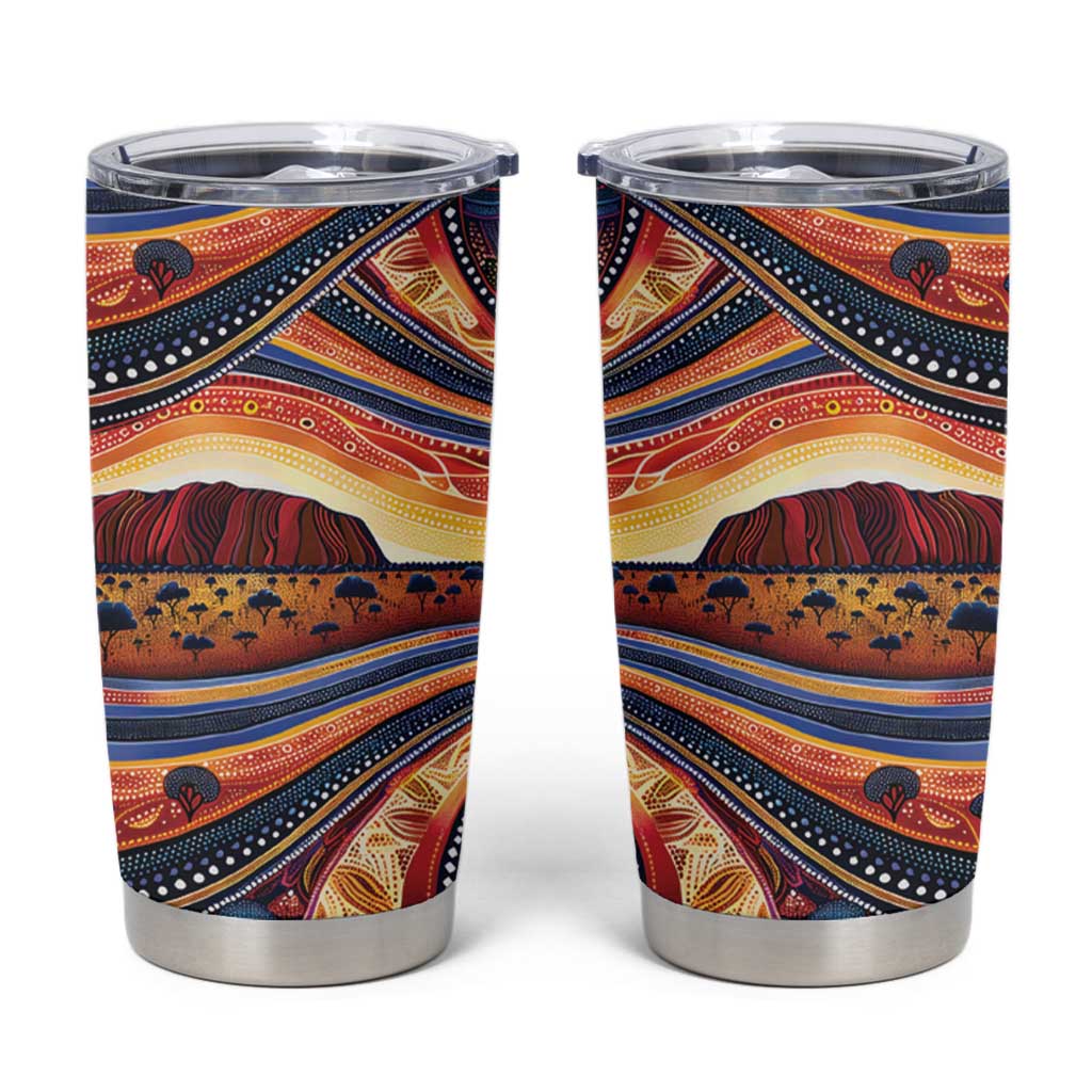 Uluru Ayers Rock Sunset Tumbler Cup Aboriginal Dot Painting