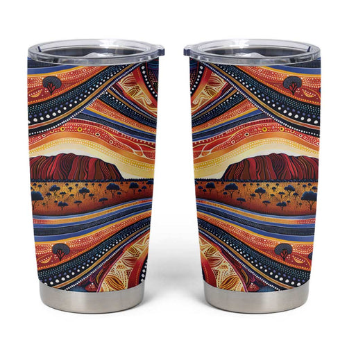 Uluru Ayers Rock Sunset Tumbler Cup Aboriginal Dot Painting