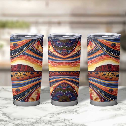 Uluru Ayers Rock Sunset Tumbler Cup Aboriginal Dot Painting