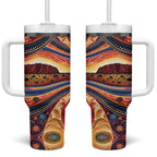 Uluru Ayers Rock Sunset Tumbler With Handle Aboriginal Dot Painting