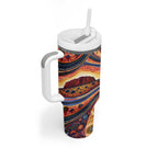 Uluru Ayers Rock Sunset Tumbler With Handle Aboriginal Dot Painting