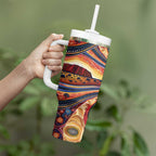 Uluru Ayers Rock Sunset Tumbler With Handle Aboriginal Dot Painting