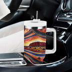 Uluru Ayers Rock Sunset Tumbler With Handle Aboriginal Dot Painting