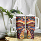 Uluru Ayers Rock Sunset Tumbler With Handle Aboriginal Dot Painting