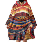 Uluru Ayers Rock Sunset Wearable Blanket Hoodie Aboriginal Dot Painting