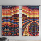 Uluru Ayers Rock Sunset Window Curtain Aboriginal Dot Painting