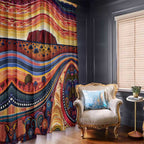 Uluru Ayers Rock Sunset Window Curtain Aboriginal Dot Painting