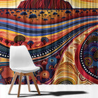 Uluru Ayers Rock Sunset Window Curtain Aboriginal Dot Painting