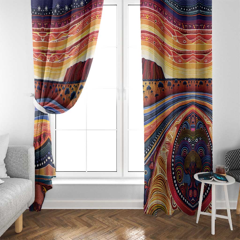 Uluru Ayers Rock Sunset Window Curtain Aboriginal Dot Painting