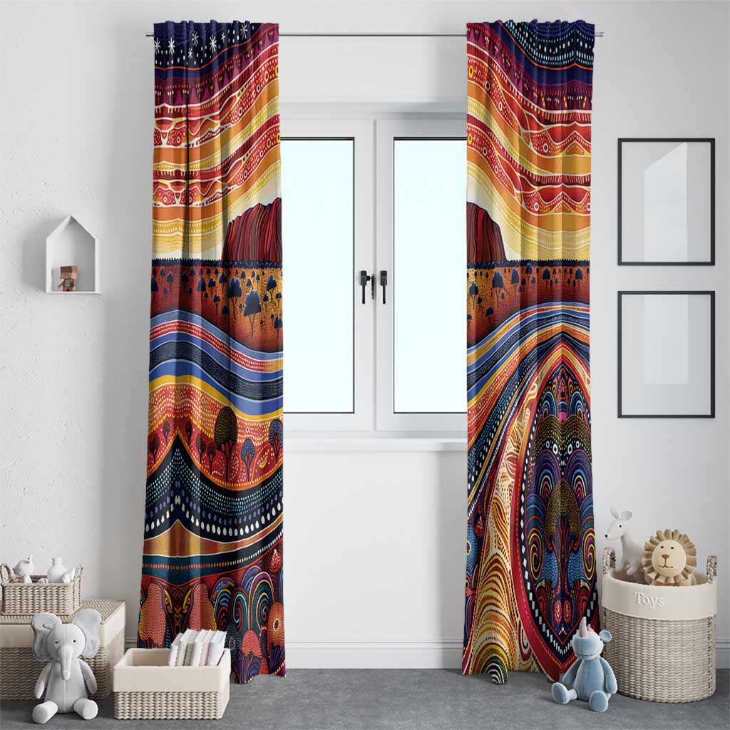 Uluru Ayers Rock Sunset Window Curtain Aboriginal Dot Painting