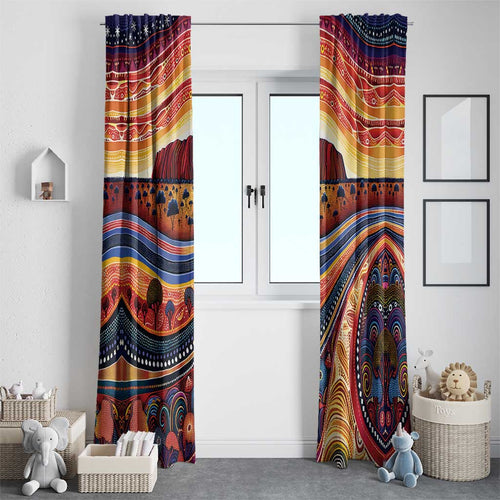 Uluru Ayers Rock Sunset Window Curtain Aboriginal Dot Painting