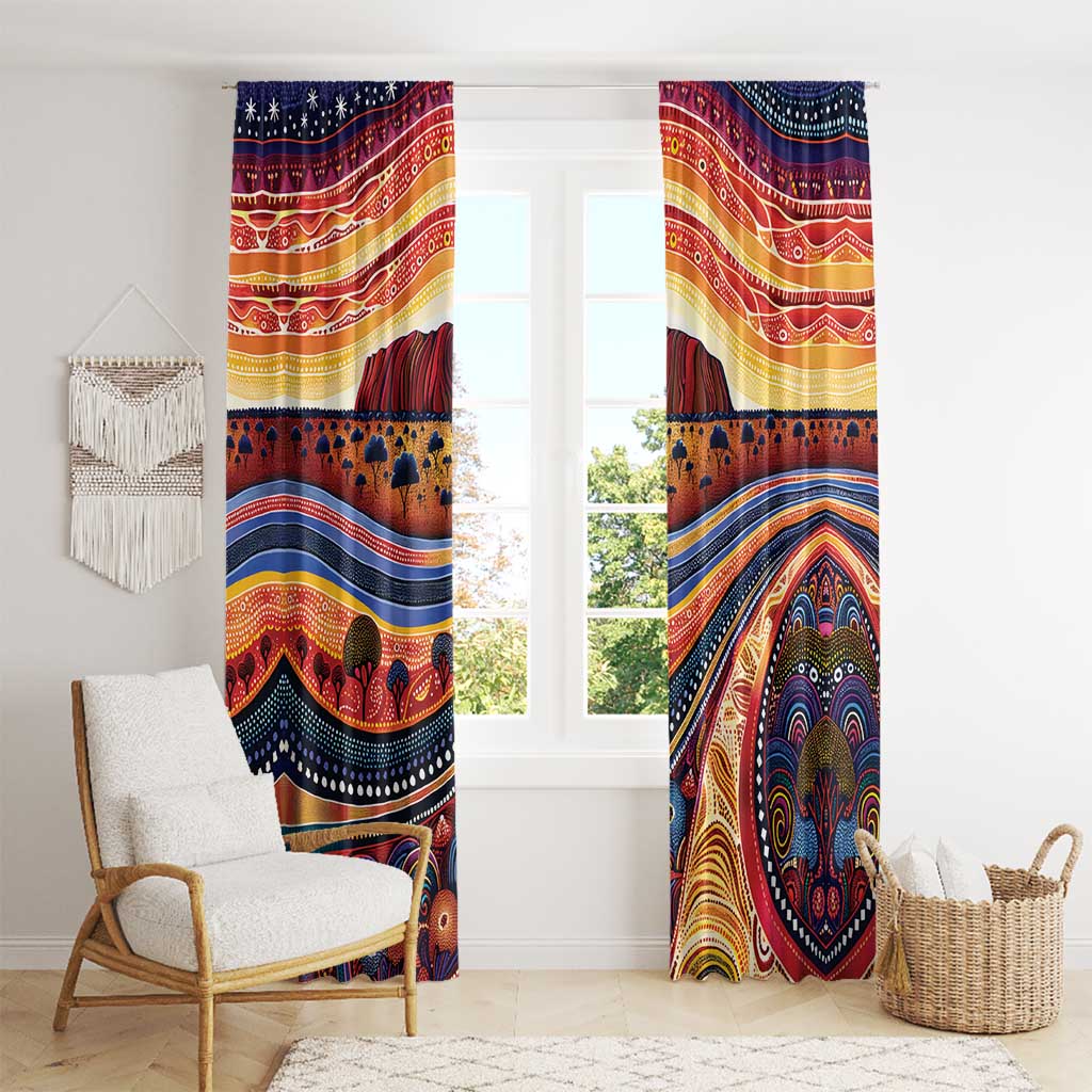 Uluru Ayers Rock Sunset Window Curtain Aboriginal Dot Painting