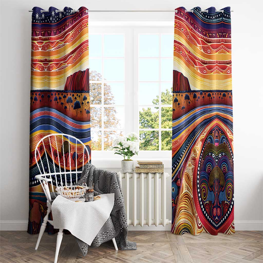 Uluru Ayers Rock Sunset Window Curtain Aboriginal Dot Painting