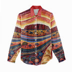 Uluru Ayers Rock Sunset Women Casual Shirt Aboriginal Dot Painting