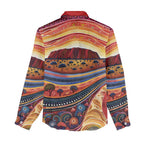 Uluru Ayers Rock Sunset Women Casual Shirt Aboriginal Dot Painting