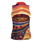 Uluru Ayers Rock Sunset Women Sleeveless Polo Shirt Aboriginal Dot Painting