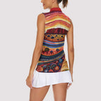 Uluru Ayers Rock Sunset Women Sleeveless Polo Shirt Aboriginal Dot Painting