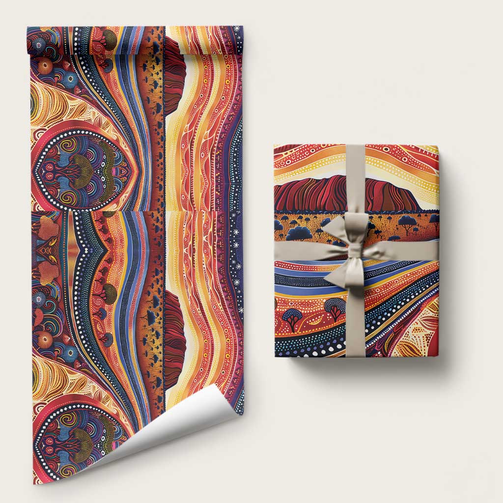 Uluru Ayers Rock Sunset Wrapping Paper Aboriginal Dot Painting - Aussie Hoodie