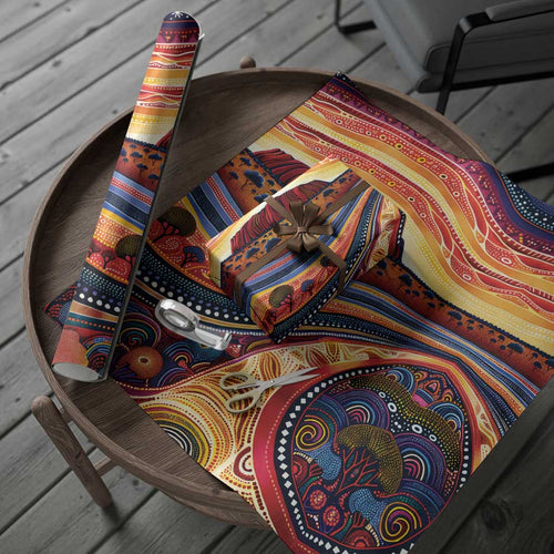 Uluru Ayers Rock Sunset Wrapping Paper Aboriginal Dot Painting - Aussie Hoodie