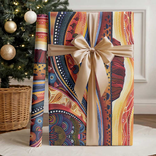 Uluru Ayers Rock Sunset Wrapping Paper Aboriginal Dot Painting - Aussie Hoodie