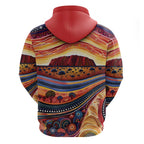 Uluru Ayers Rock Sunset Zip Hoodie Aboriginal Dot Painting