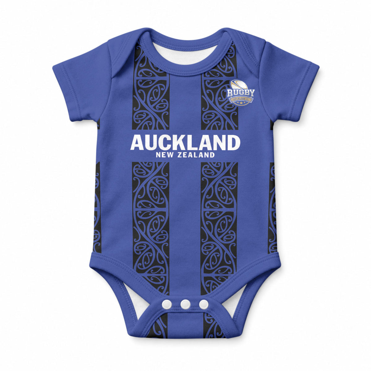 Custom Oceania Football NZ Auckland Baby Onesie Maori Tribal Pattern
