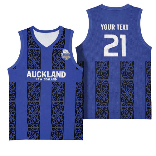 Custom Oceania Football NZ Auckland Basketball Jersey Maori Tribal Pattern