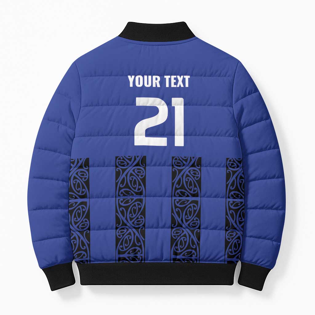 Custom Oceania Football NZ Auckland Bomber Puffer Jacket Maori Tribal Pattern