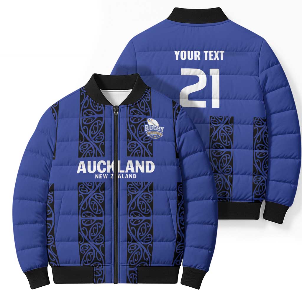 Custom Oceania Football NZ Auckland Bomber Puffer Jacket Maori Tribal Pattern