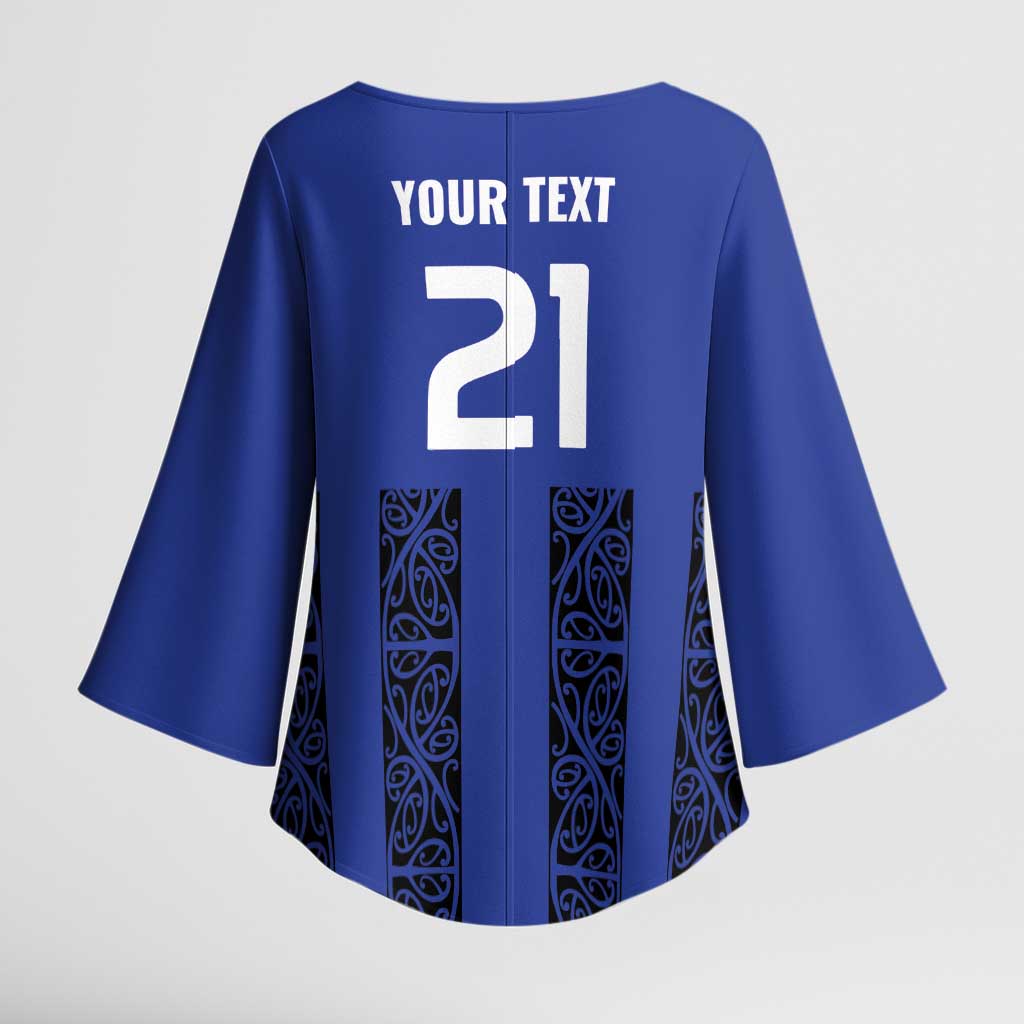 Custom Oceania Football NZ Auckland Kimono Sleeve Blouse Maori Tribal Pattern