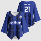 Custom Oceania Football NZ Auckland Kimono Sleeve Blouse Maori Tribal Pattern
