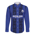 Custom Oceania Football NZ Auckland Long Sleeve Button Shirt Maori Tribal Pattern