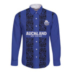 Custom Oceania Football NZ Auckland Long Sleeve Button Shirt Maori Tribal Pattern