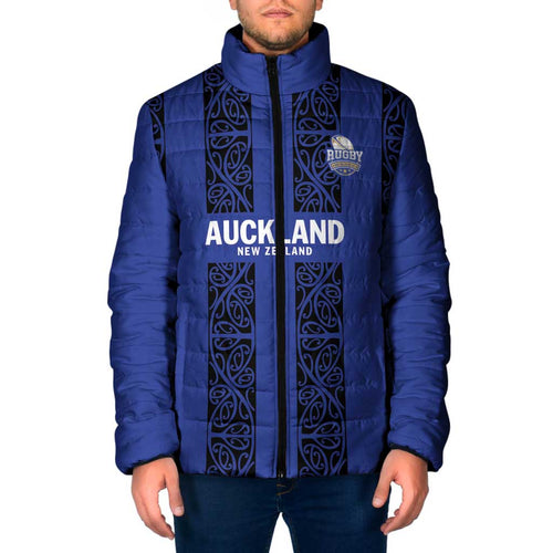 Custom Oceania Football NZ Auckland Padded Jacket Maori Tribal Pattern