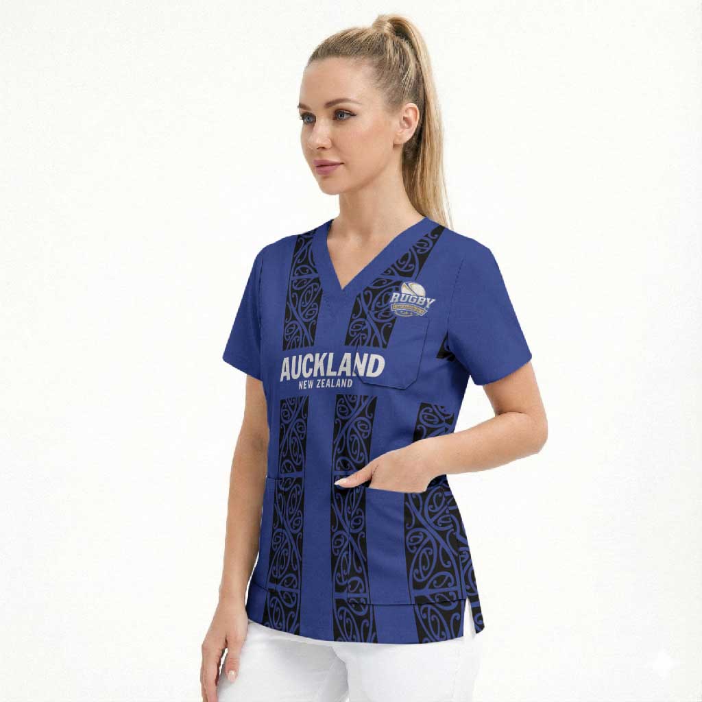 Custom Oceania Football NZ Auckland Scrub Top Maori Tribal Pattern