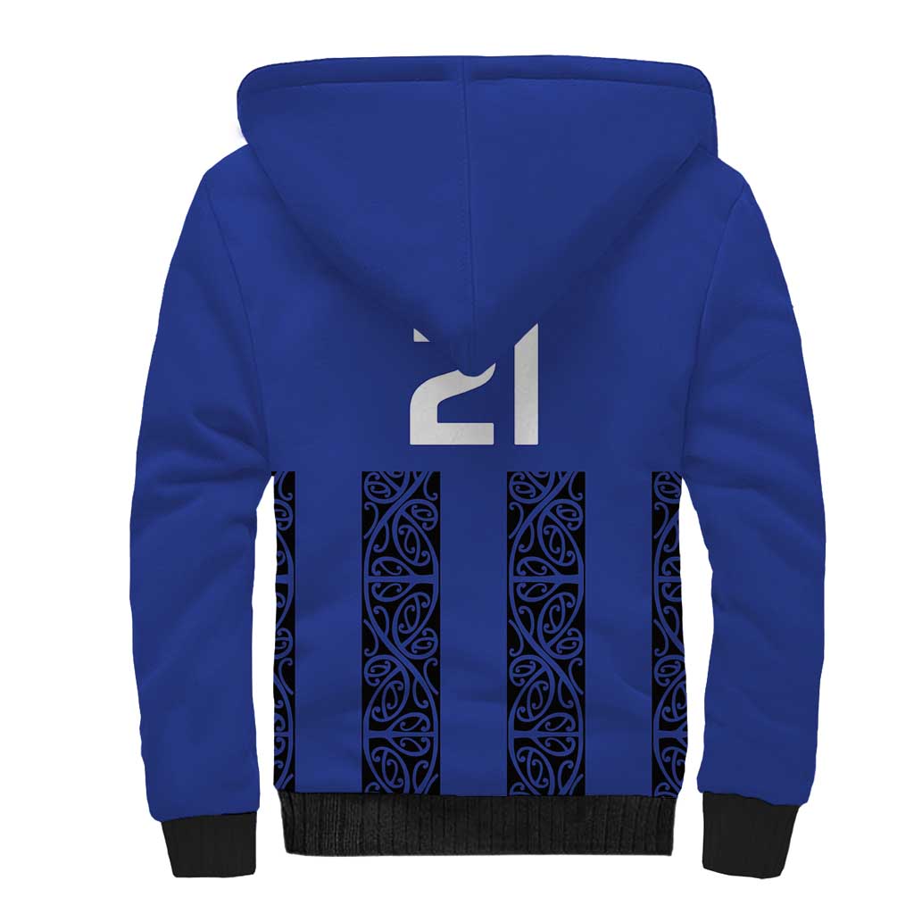 Custom Oceania Football NZ Auckland Sherpa Hoodie Maori Tribal Pattern