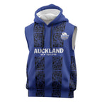 Custom Oceania Football NZ Auckland Sleeveless Hoodie Maori Tribal Pattern