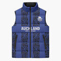 Custom Oceania Football NZ Auckland Sleeveless Puffer Jacket Maori Tribal Pattern