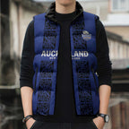 Custom Oceania Football NZ Auckland Sleeveless Puffer Jacket Maori Tribal Pattern