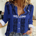 Custom Oceania Football NZ Auckland Women Casual Shirt Maori Tribal Pattern